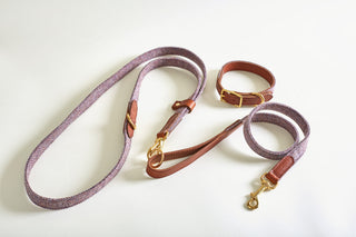Tweed Body Lead with matching Classic Lead and Collar in colour Hollyhock