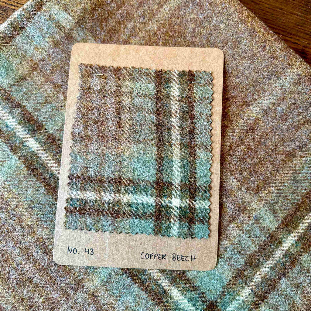 fabric swatch of colour check Copperbeech