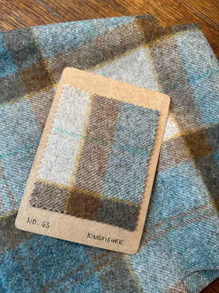 fabric swatch of check Kingfisher