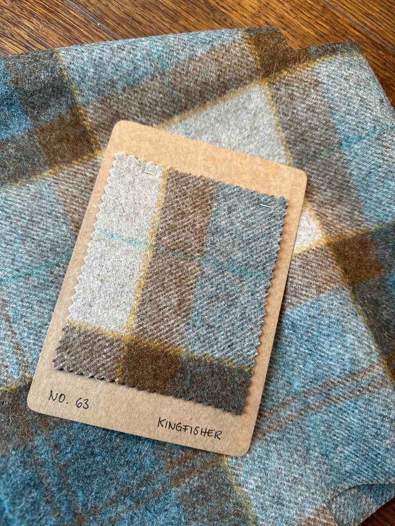 fabric swatch of check Kingfisher