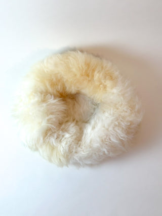top view on empty sheep donut Fluffy on white surface
