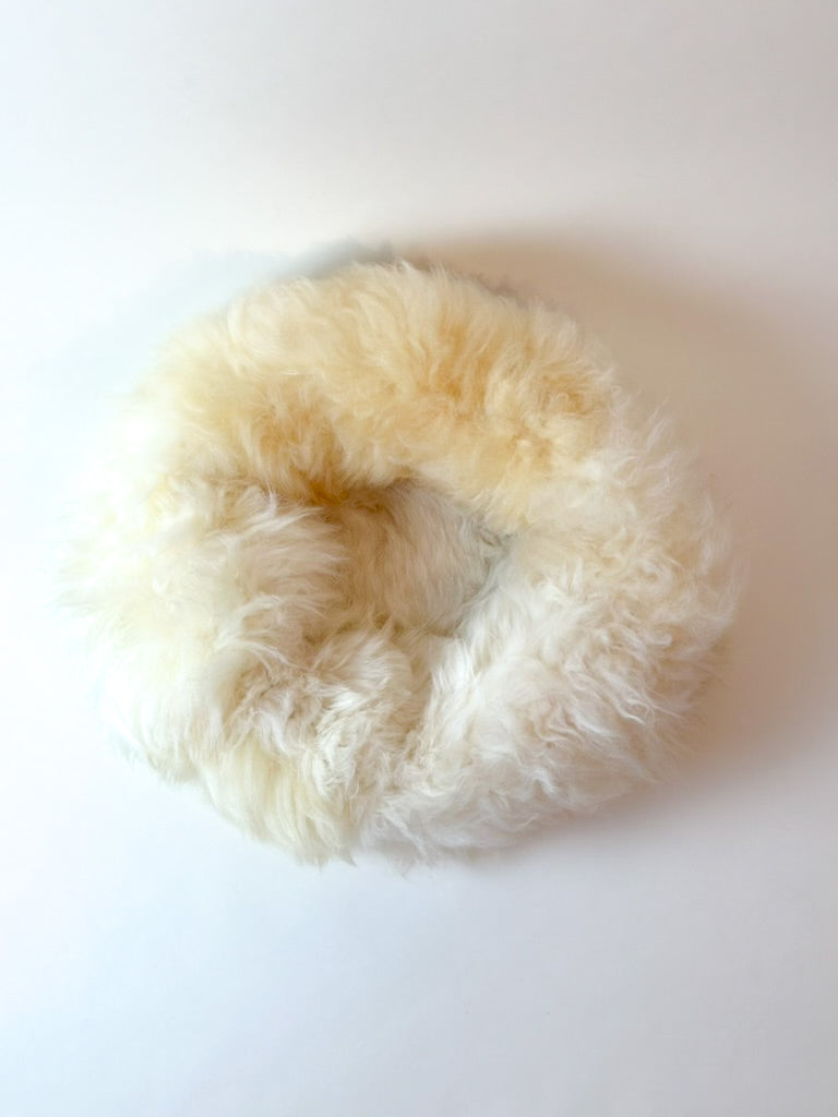 top view on empty sheep donut Fluffy on white surface