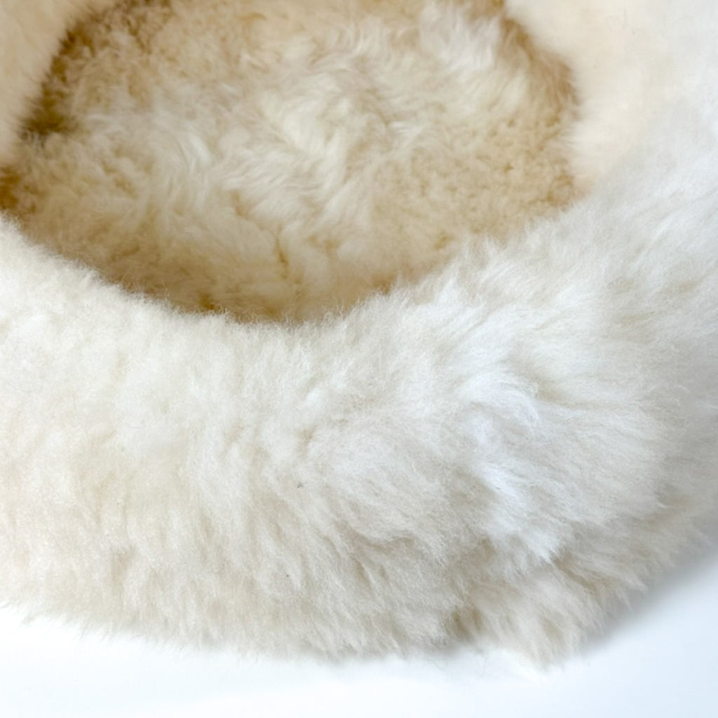 detail of fur of shell pearl sheep donut