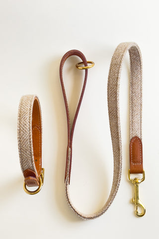 Set of collar and lead in colour Sand