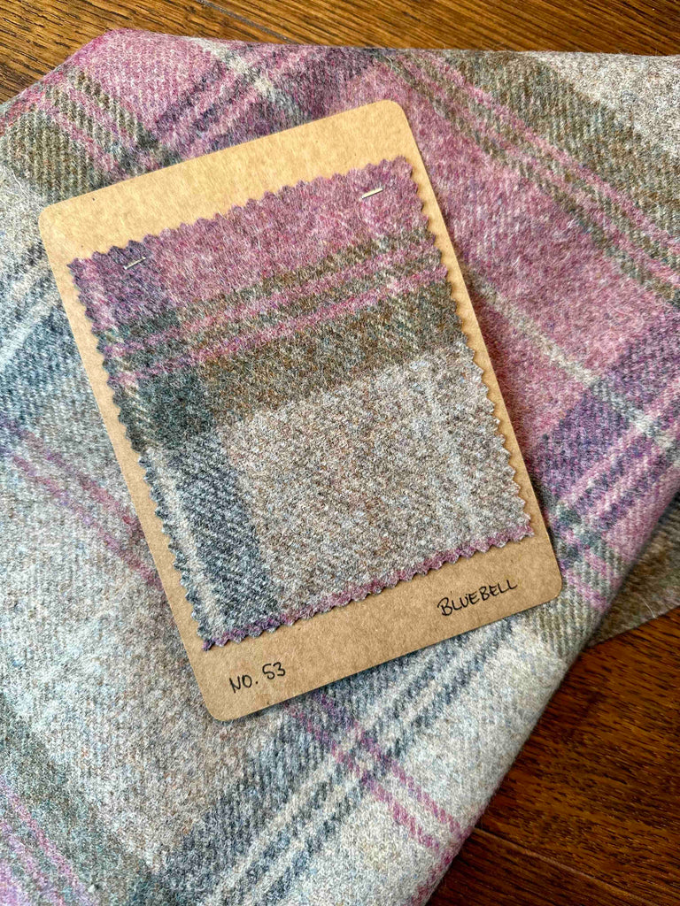 fabric swatch of tweed colour Bluebell