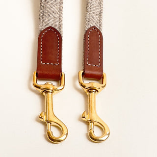 details of karabiner on tweed lead stone