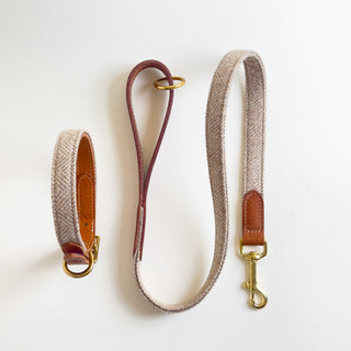 Collar SAND and matching lead in Tweed