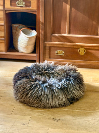 Sheep Donut brown-grey on wooden floor