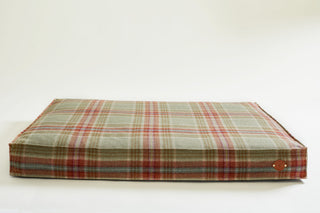 dog bed in tweed check colour Fern