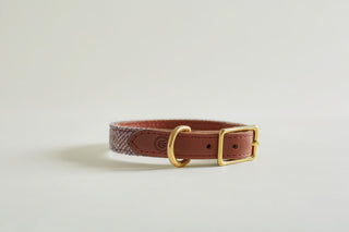 tweed dog collar in colour Hollyhock
